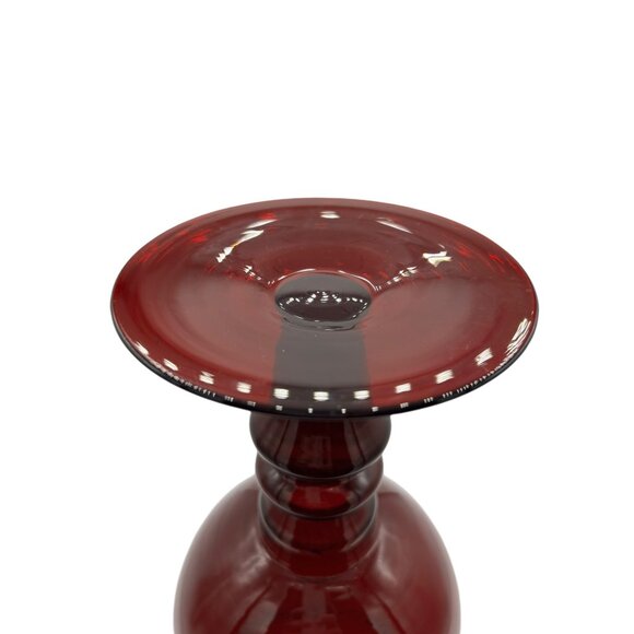 Vintage Ruby Red Glass Empoli Style Footed Pedestal Vase 11.75" - Picture 7 of 10